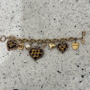 Betsy Johnson Gold Heart Charm Bracelet